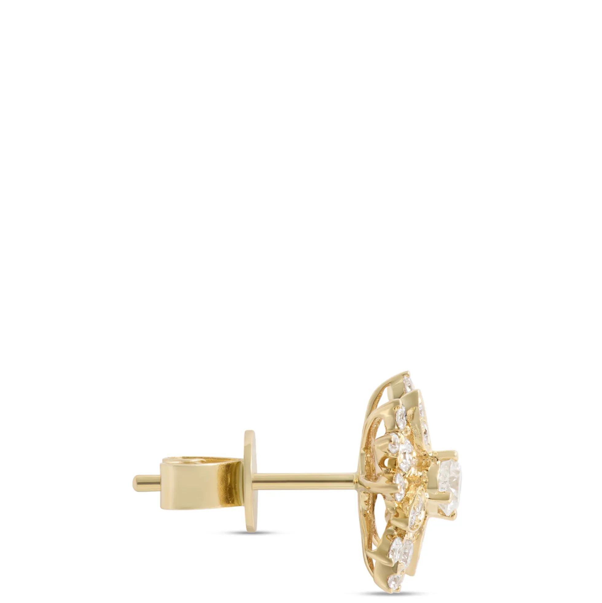 Floral Diamond Studs, 14K Yellow Gold