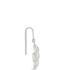 Flower-Shaped Rainbow Moonstone Earrings, Sterling Silver