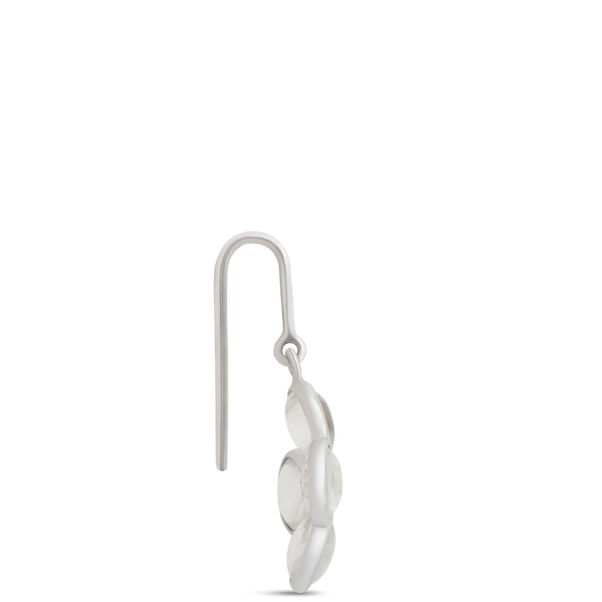 Flower-Shaped Rainbow Moonstone Earrings, Sterling Silver