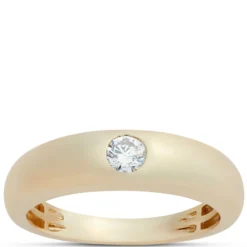 Flush Set Round Diamond Ring, 14K Yellow Gold
