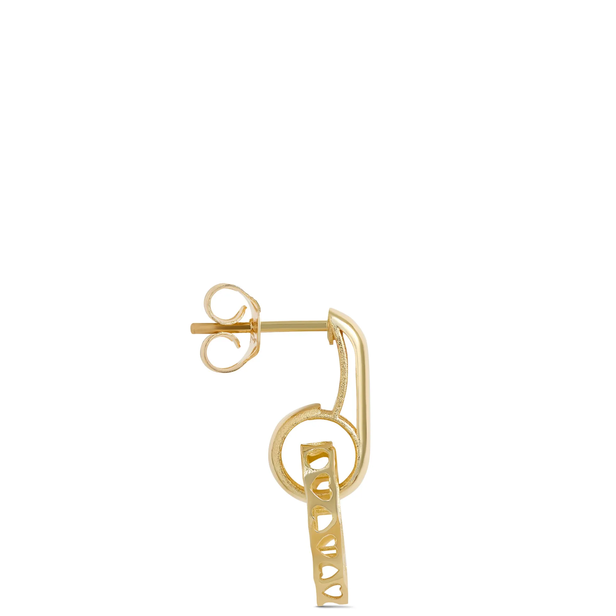 Fluted Heart Earrings with Diamond Cut Edge, 14K Yellow Gold
