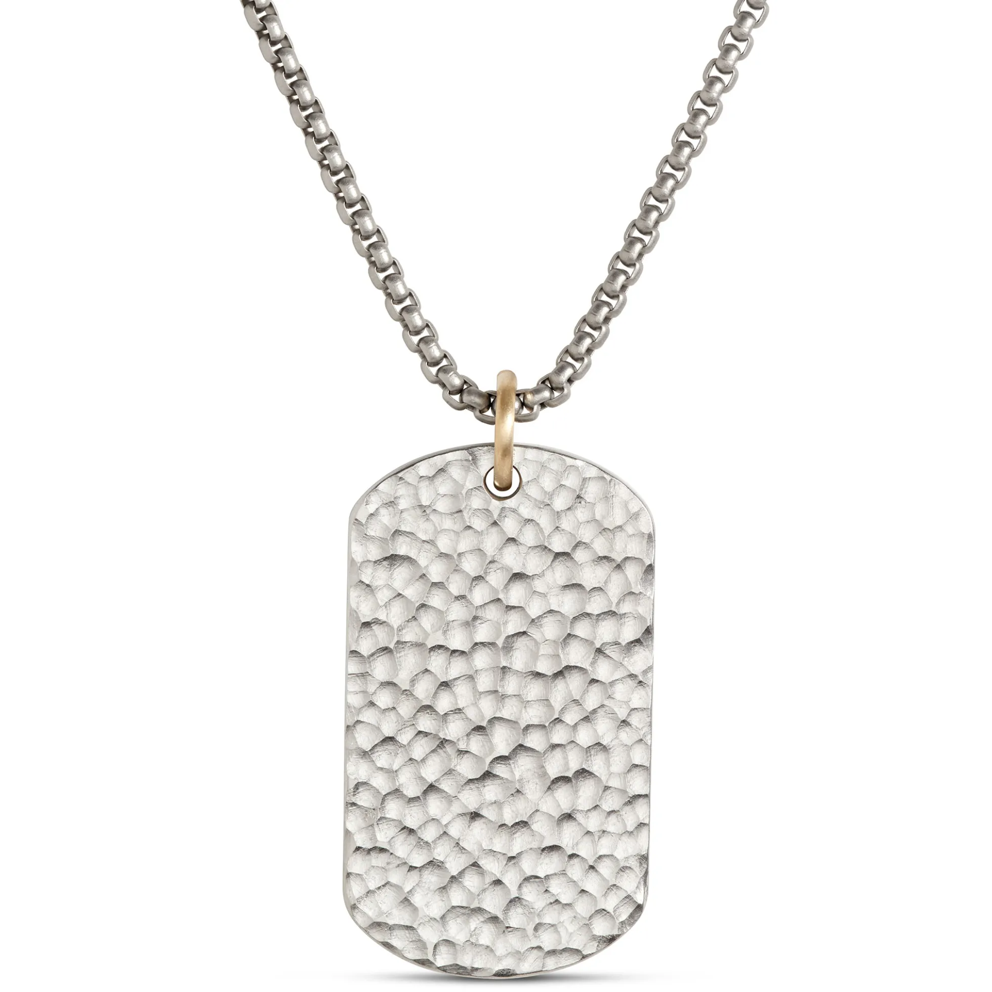Foiled Stainless-Steel Dog Tag Pendant on 24-Inch Stainless-Steel Chain