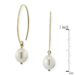 Freshwater Cultured Pearl Drop Oval Wire Earrings 14K