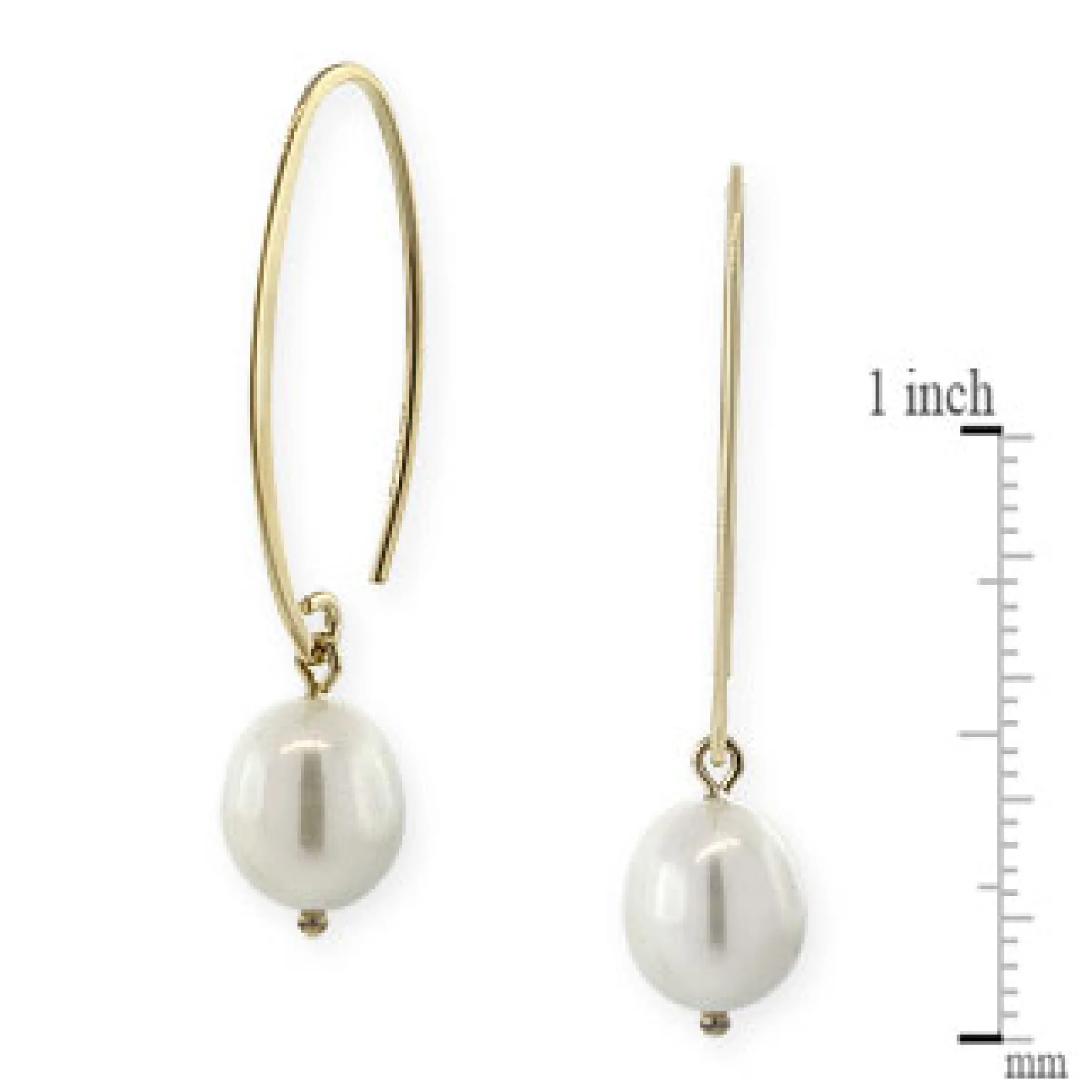 Freshwater Cultured Pearl Drop Oval Wire Earrings 14K