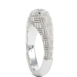 Gents Fluted Shank Diamond Ring, 18K White Gold
