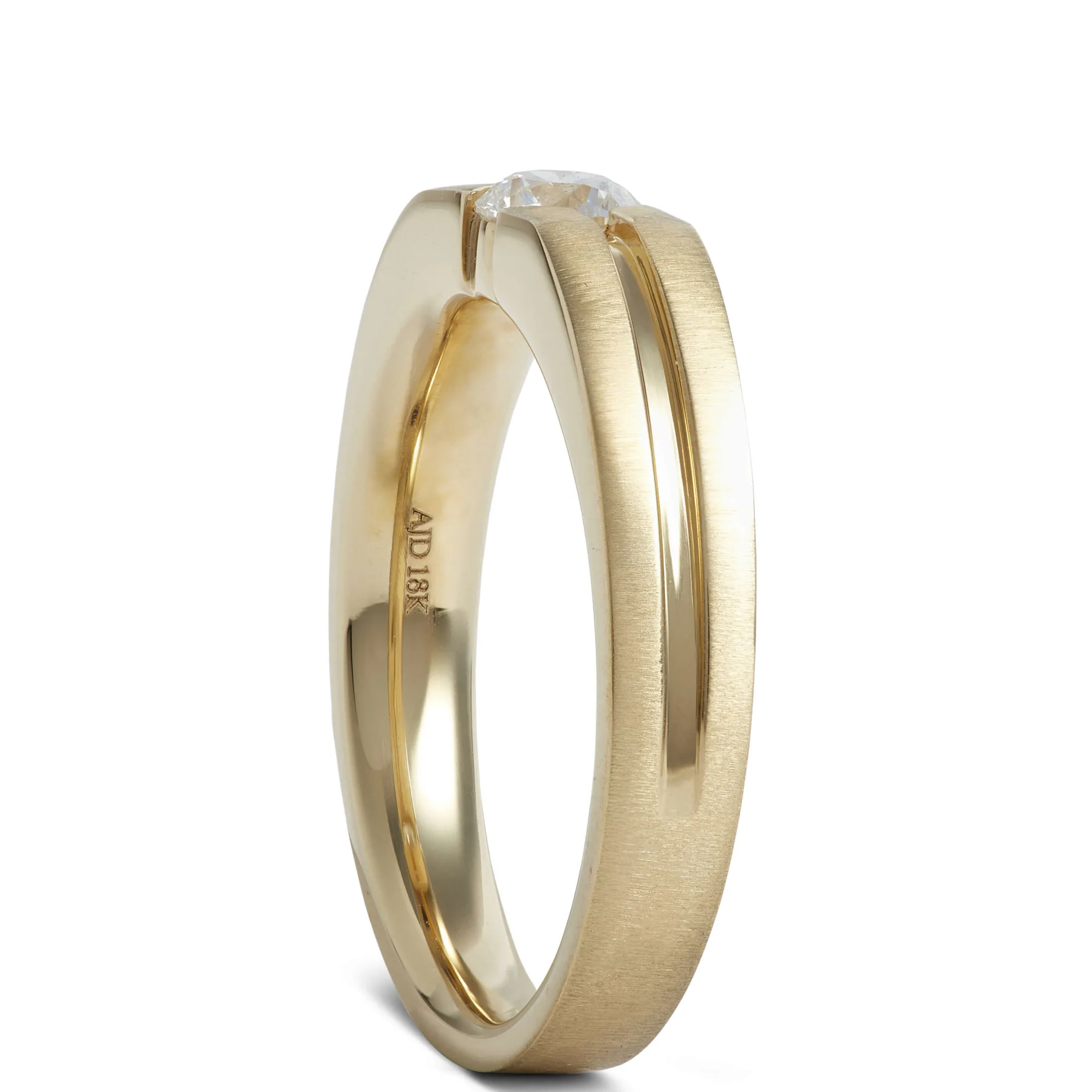 Gents Negative Channel Diamond Ring, 18K Yellow Gold