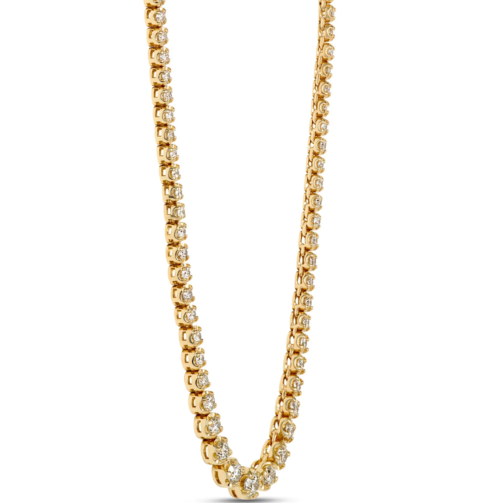 Graduated Round Diamond Necklace, 14K Yellow Gold