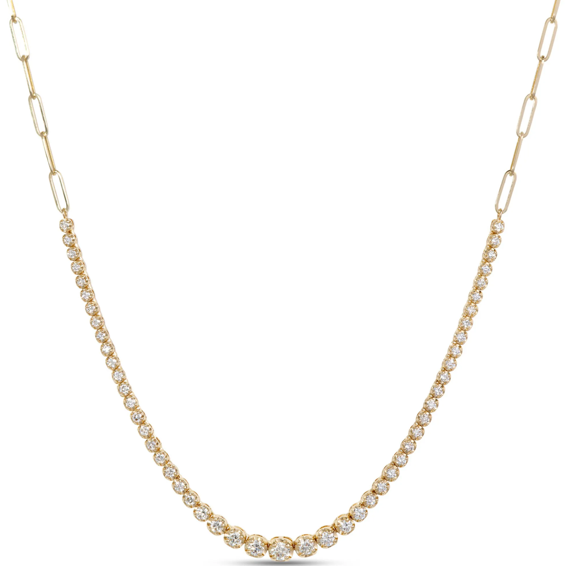 Graduated Round Diamond Necklace, 14K Yellow Gold