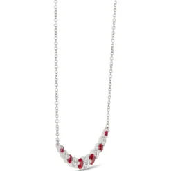 Graduated Round Ruby and Diamond Necklace, 18K White Gold