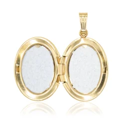 Hand Engraved Oval Locket, 14K Yellow Gold