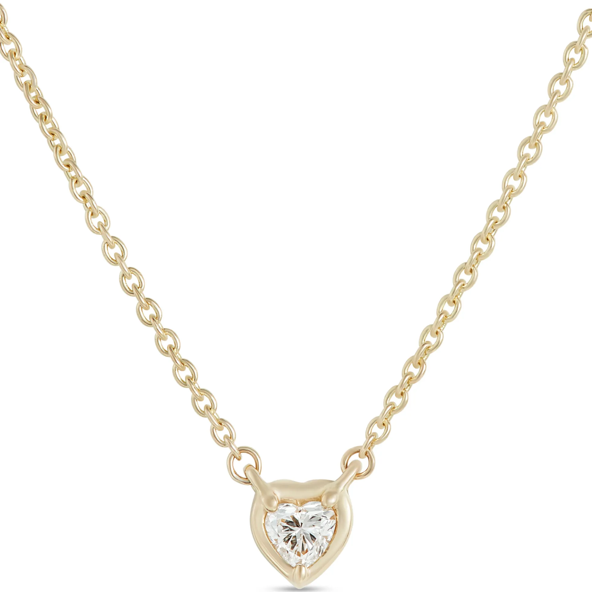 Heart Shaped Diamond Necklace, 14K Yellow Gold
