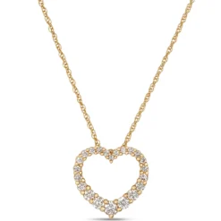 Heart-Shaped Diamond Pendant Necklace, 14K Yellow Gold