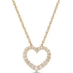 Heart Shaped Diamond Pendant Necklace, 14K Yellow Gold