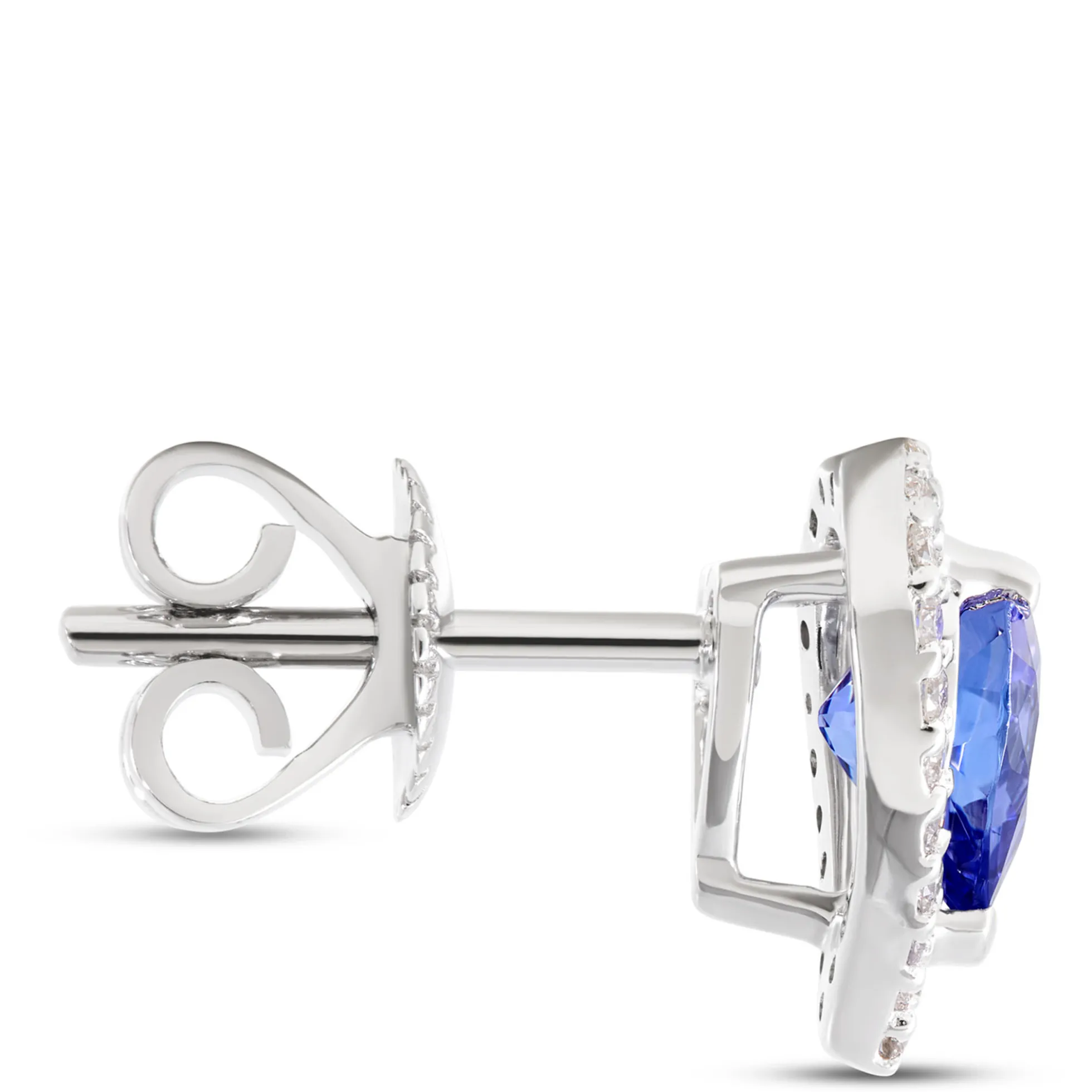 Heart Shaped Tanzanite Studs, 14K White Gold