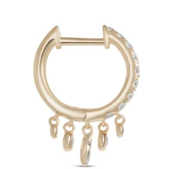 Hoop Diamond Dangle Earrings, 14K Yellow Gold