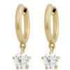 Huggie Hoops With Diamond Drops, 18K Yellow Gold