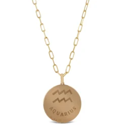 Ikuma Canadian Diamond Aquarius Zodiac Necklace, 14K Yellow Gold