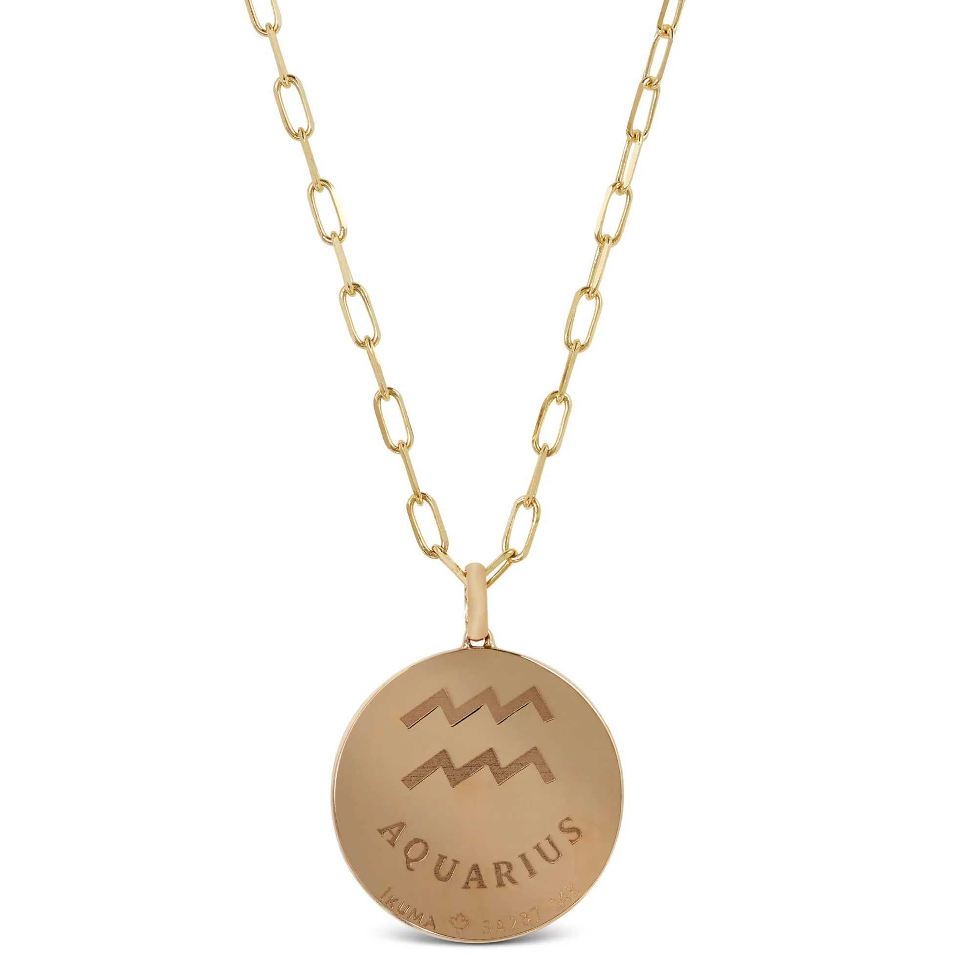Ikuma Canadian Diamond Aquarius Zodiac Necklace, 14K Yellow Gold