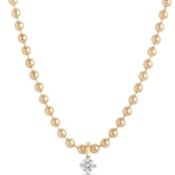 Ikuma Classic Round Diamond Pendant, 1/10 Carat Total Weight, 14K Yellow Gold