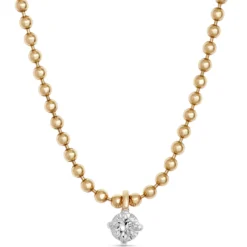 Ikuma Classic Round Diamond Pendant, ¼ Carat Total Weight, 14K Yellow Gold
