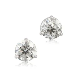 Ikuma Classic Round Diamond Studs, 1 3/8 Carat Total Weight,14K White Gold