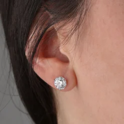 Ikuma Classic Round Diamond Studs, 3 Carat Total Weight,14K White Gold