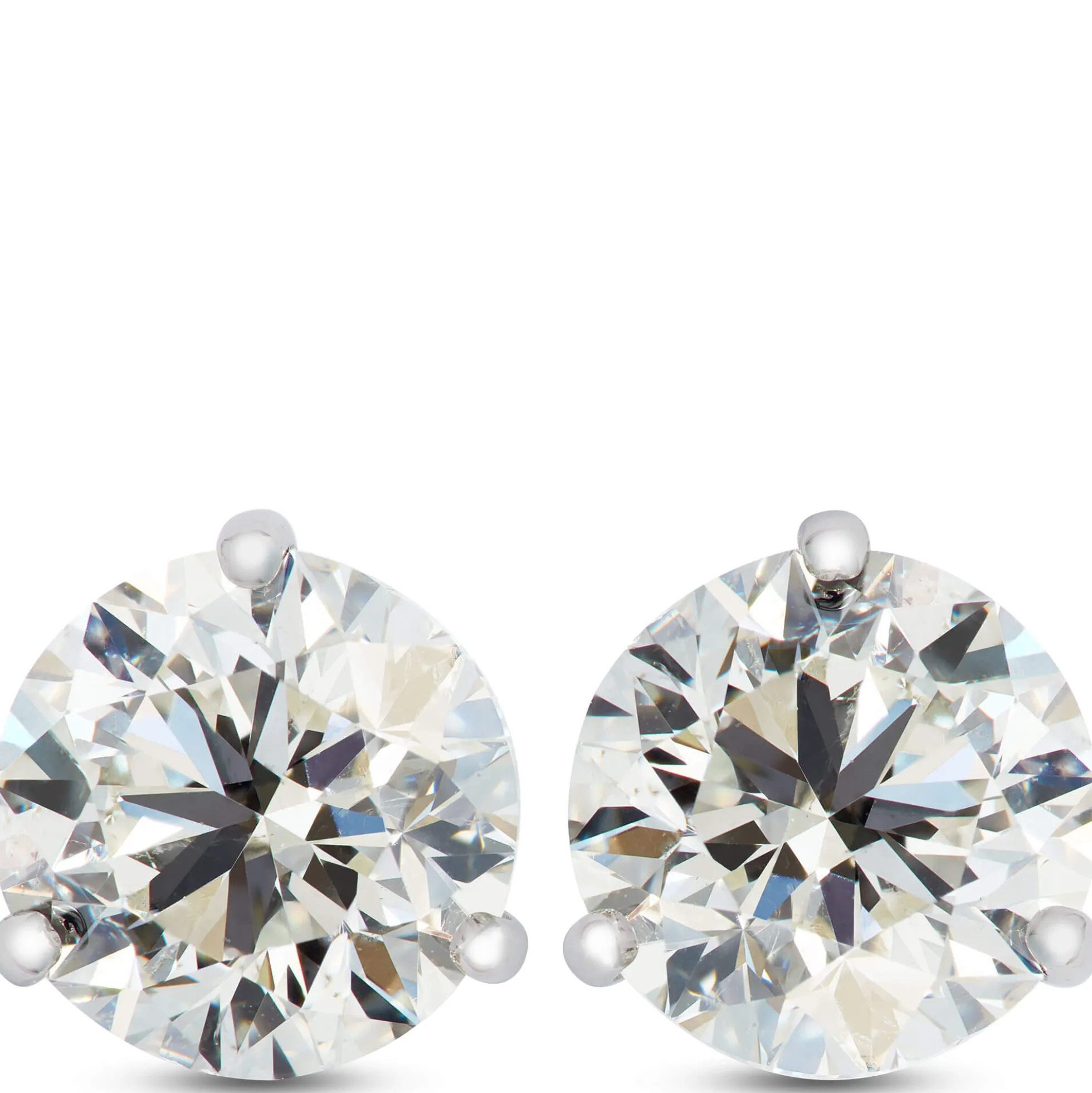 Ikuma Classic Round Diamond Studs, 3 Carat Total Weight,14K White Gold
