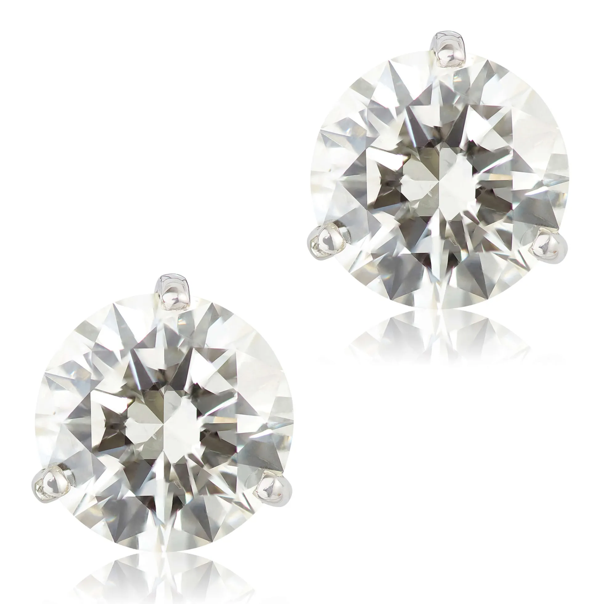 Ikuma Classic Round Diamond Studs, 3 1/4Carat Total Weight,14K White Gold