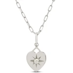 Ikuma Diamond Heart Pendant Necklace, 14K White Gold