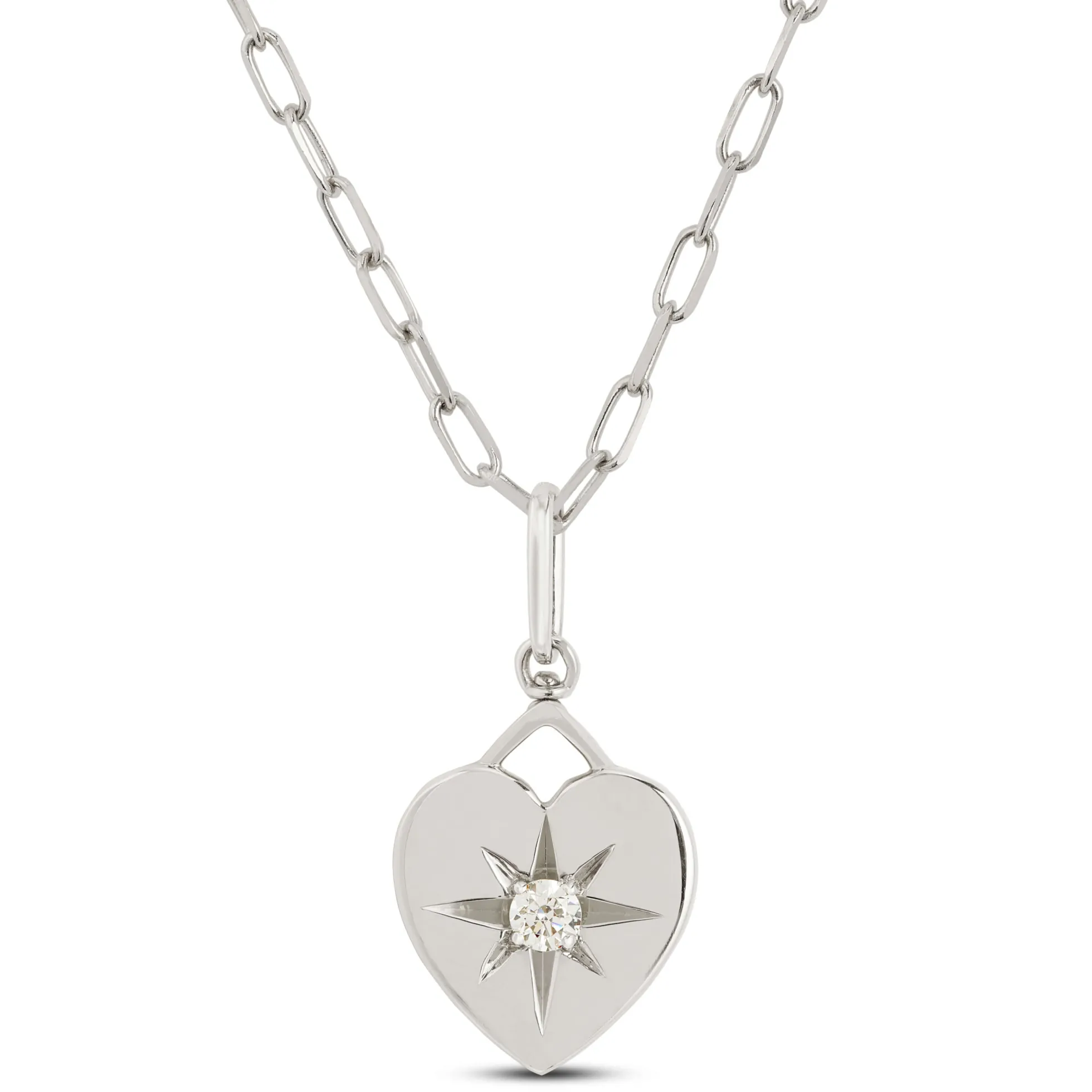 Ikuma Diamond Heart Pendant Necklace, 14K White Gold