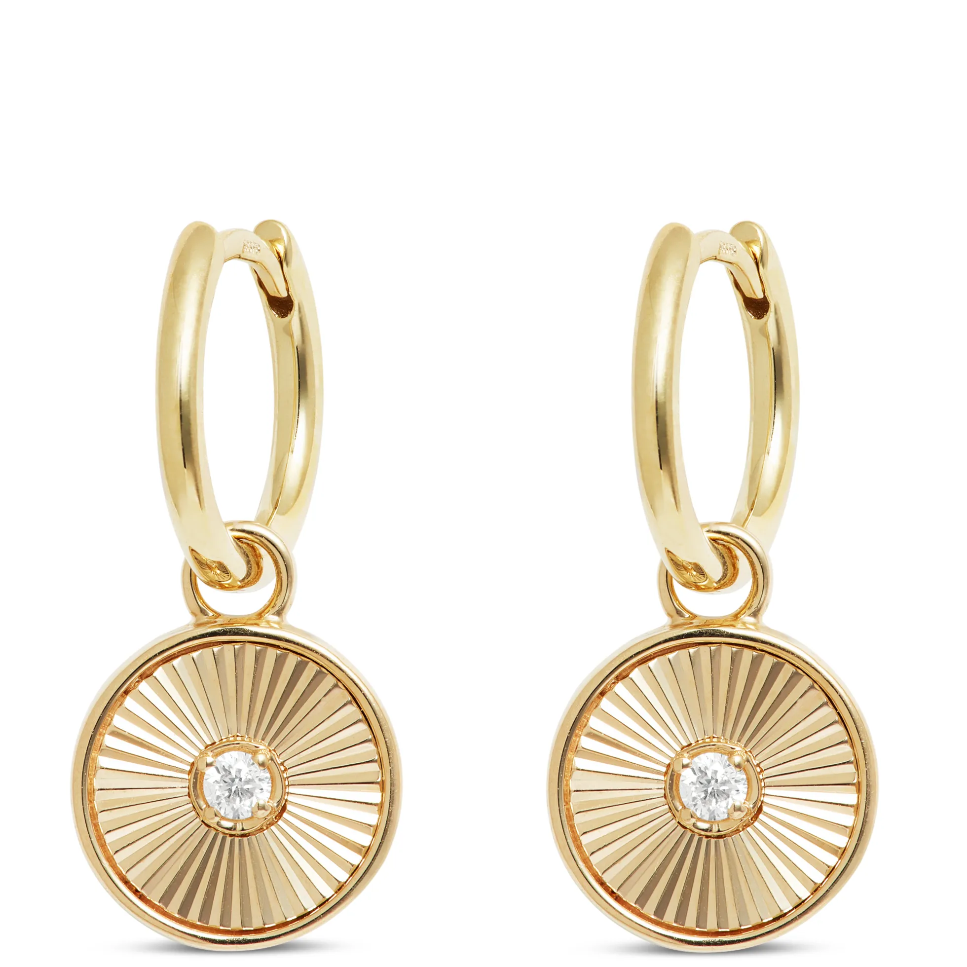 Ikuma Diamond Medallion Drop Earrings, 14K Yellow Gold