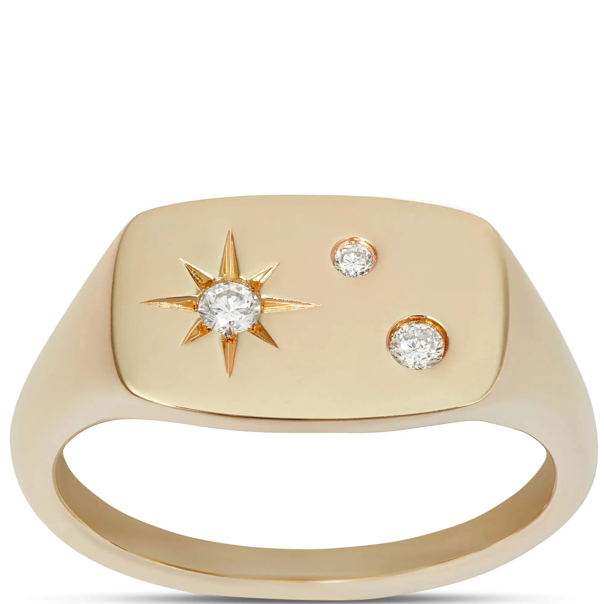 Ikuma Diamon Signet Pinky Ring, 14K Yellow Gold
