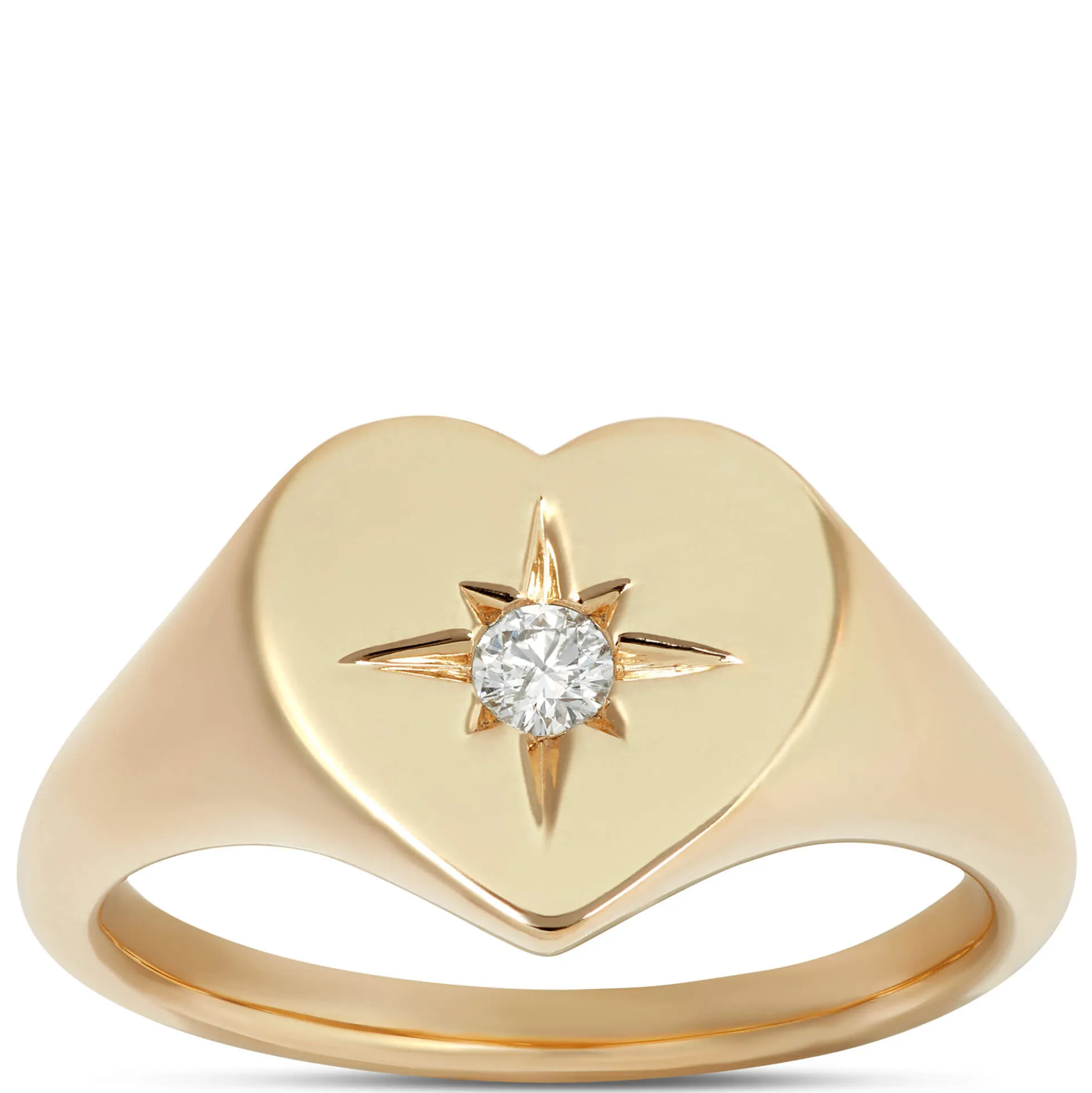 Ikuma Heart-Shaped Diamond Signet Pinky Ring, 14K Yellow Gold