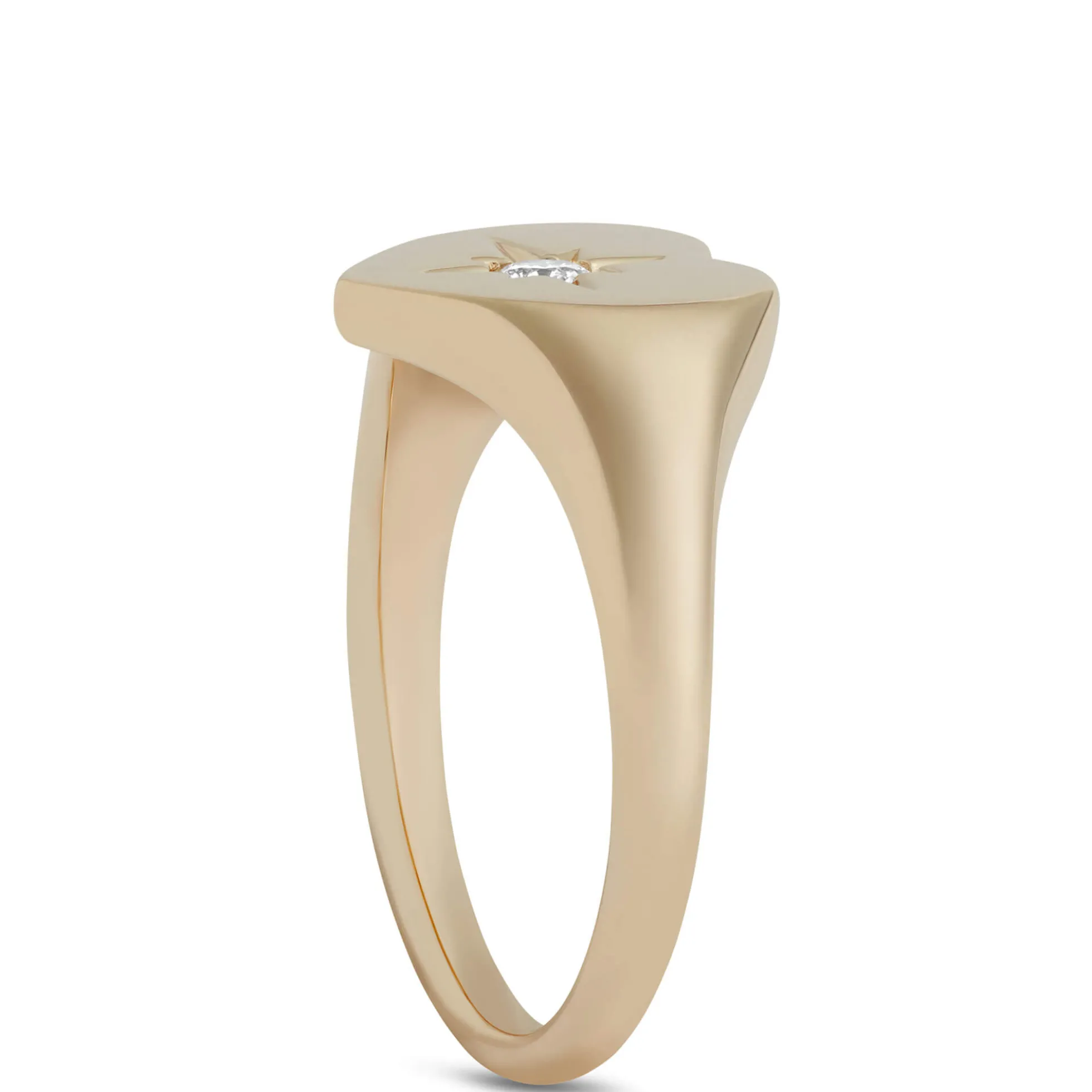 Ikuma Heart-Shaped Diamond Signet Pinky Ring, 14K Yellow Gold