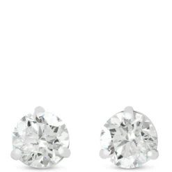 Ikuma Round Diamond Stud Earrings, 1 Carat Total Weight, in 14K White Gold