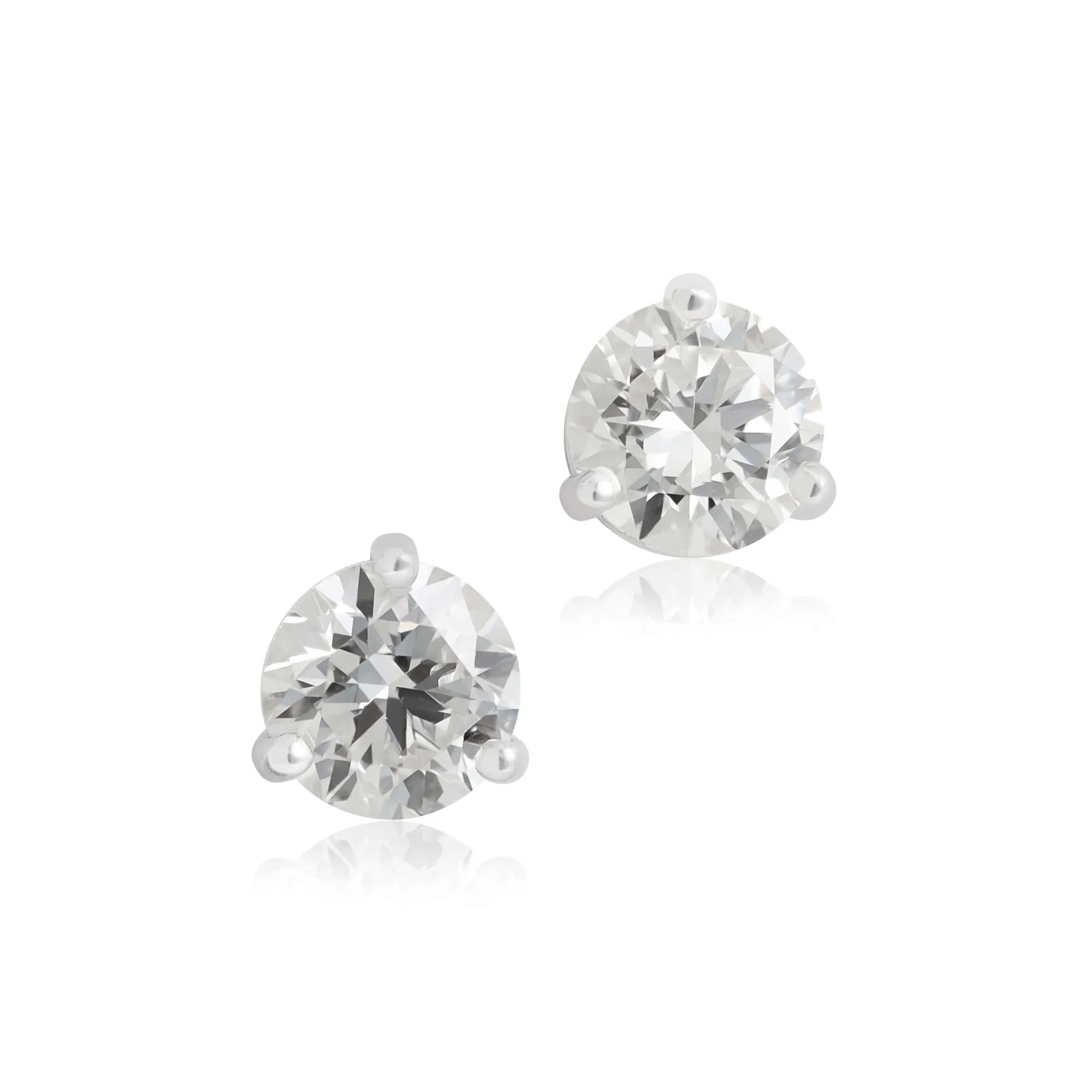Ikuma Round Diamond Stud Earrings, ¾ Carat Total Weight, in 14K White Gold