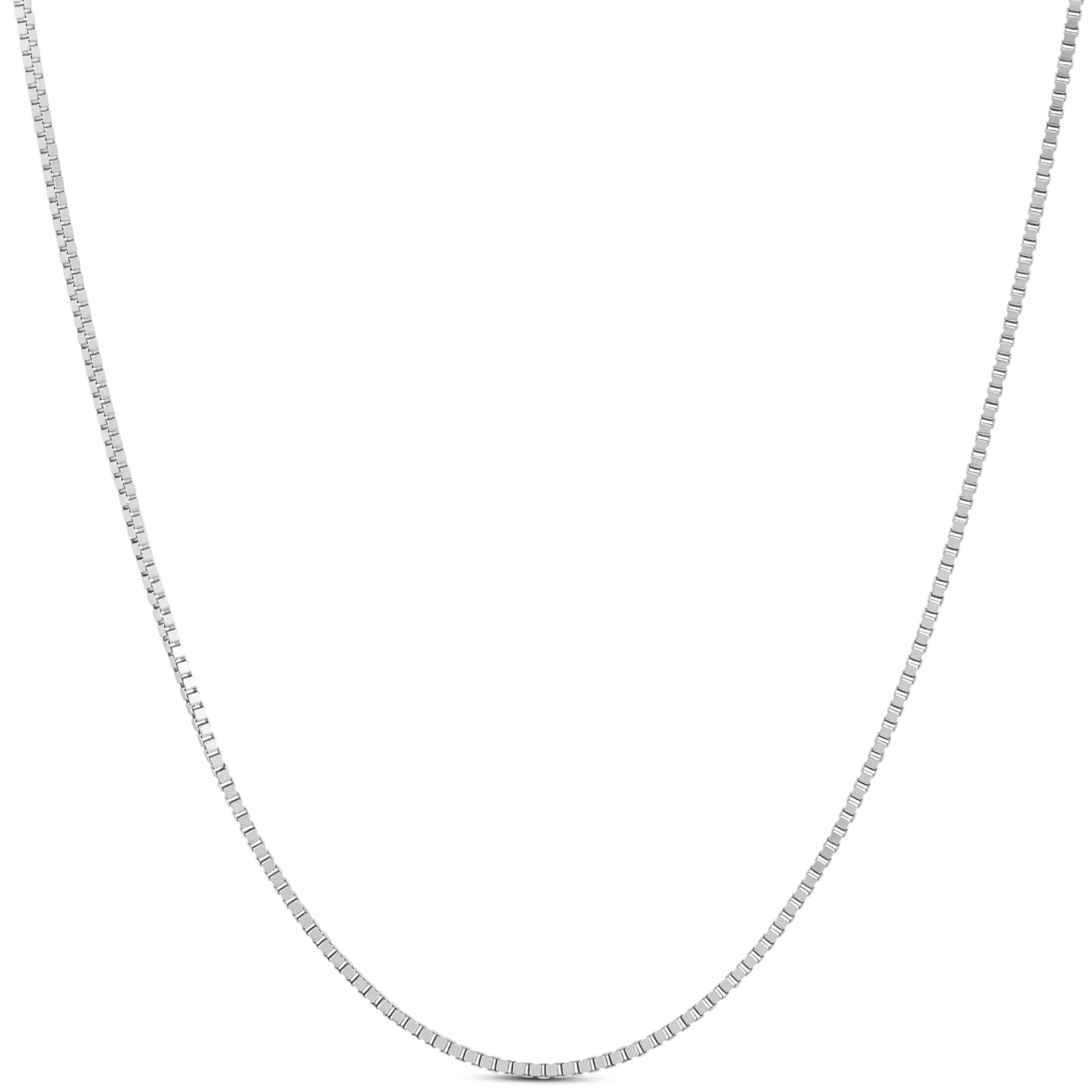 22-Inch Box Chain Necklace, 14K White Gold