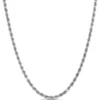 24-Inch Diamond Cut Rope Link Necklace, 14K White Gold