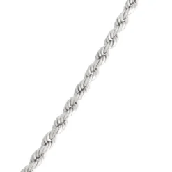 24-Inch Diamond Cut Rope Link Necklace, 14K White Gold