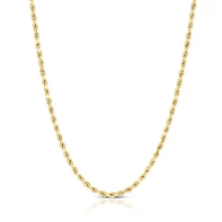 24-Inch Diamond Cut Rope Necklace, 14K Yellow Gold