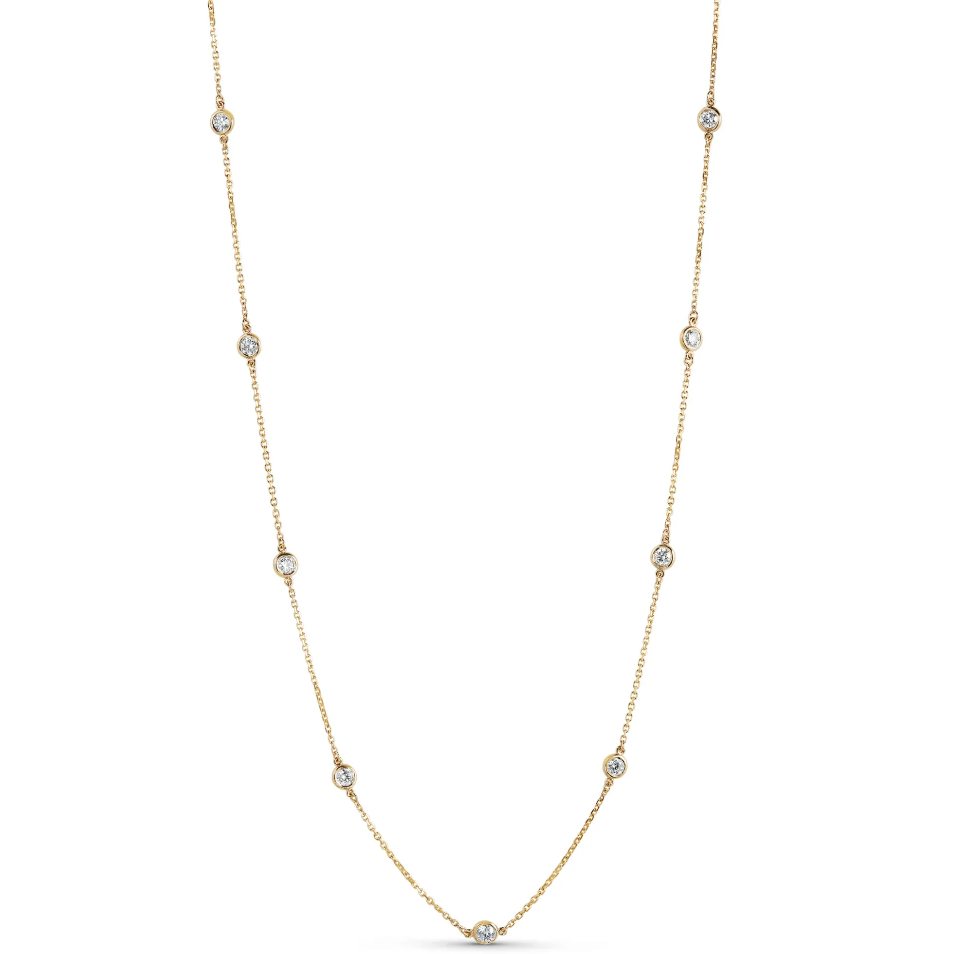 18-Inch Diamond Station Necklace, 14K Yellow Gold