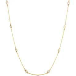 18-Inch Diamond Station Necklace, 14K Yellow Gold