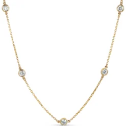 18-Inch Diamond Station Necklace, 14K Yellow Gold