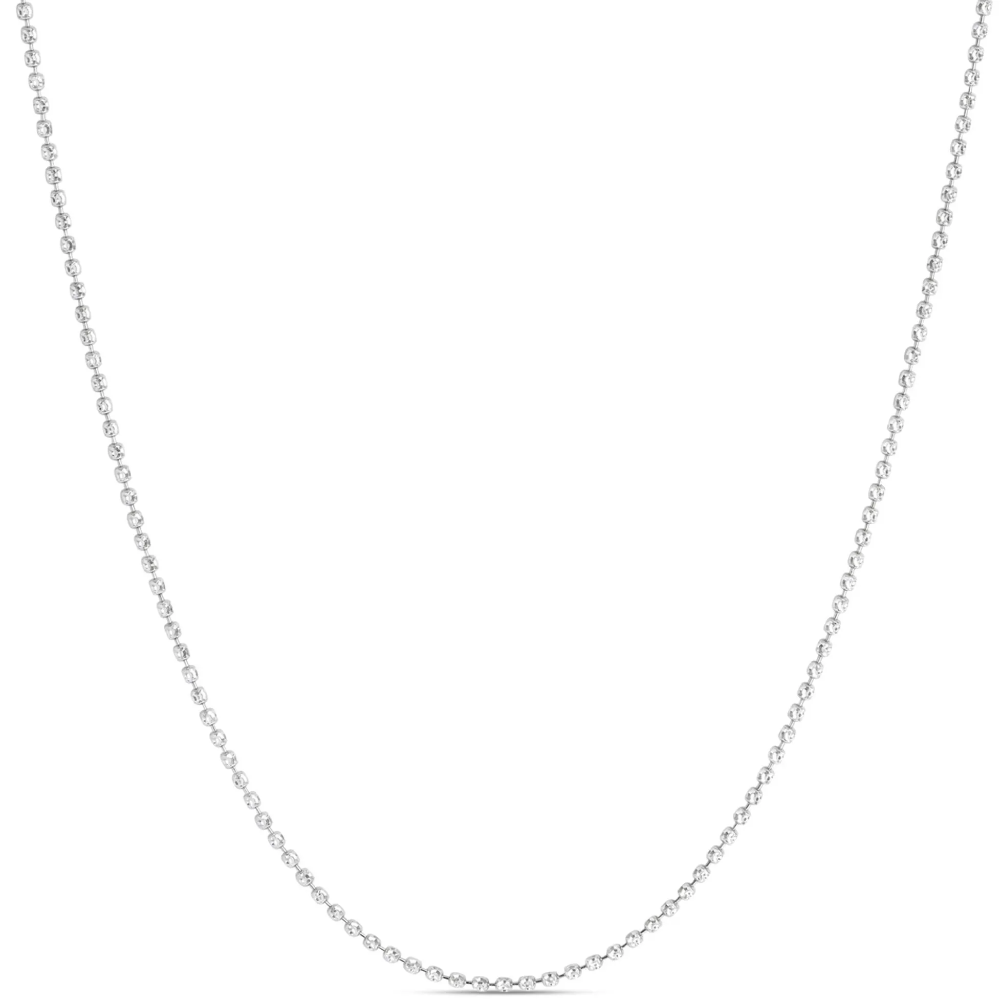 18-Inch Mooncut Bead Necklace, 14K White Gold