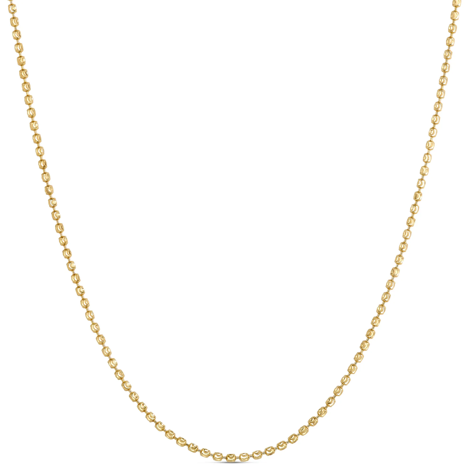 24-Inch Moon Cut Bead Necklace, 14K Yellow Gold