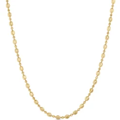 24-Inch Moon Cut Bead Necklace, 14K Yellow Gold