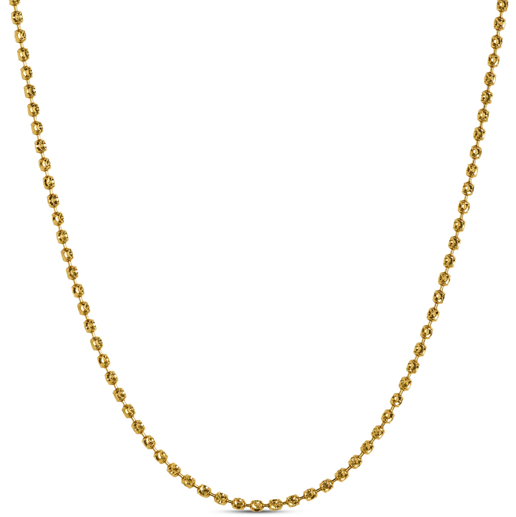 18-Inch Moon Cut Bead Necklace, 14K Yellow Gold