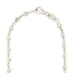 24-Inch Mooncut Oval Bead Necklace, 14K White Gold