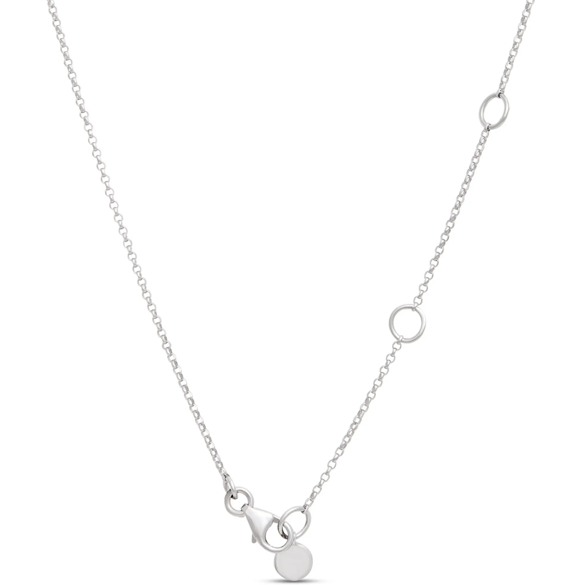 18-Inch Oval Emerald Station Necklace, 14K White Gold