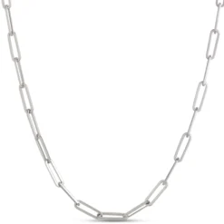 18-Inch Paperclip Chain, 14K White Gold